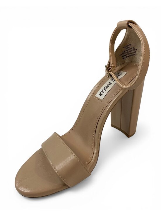 Steve Madden Carrson Heels Beige Ankle Strap Block Heel Womens 6.5M - Picture 2 of 13